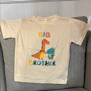 Kids 'Big Brother' Dinosaur T-Shirt - Cream Fit between size 4-5